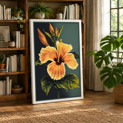 Golden Hibiscus Botanical - Wrapped Canvas