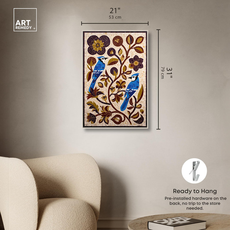 Deux gardiens, reproduction botanique sur toile par Art Remedy, H 30 po x l 20 po, Cadre argenté