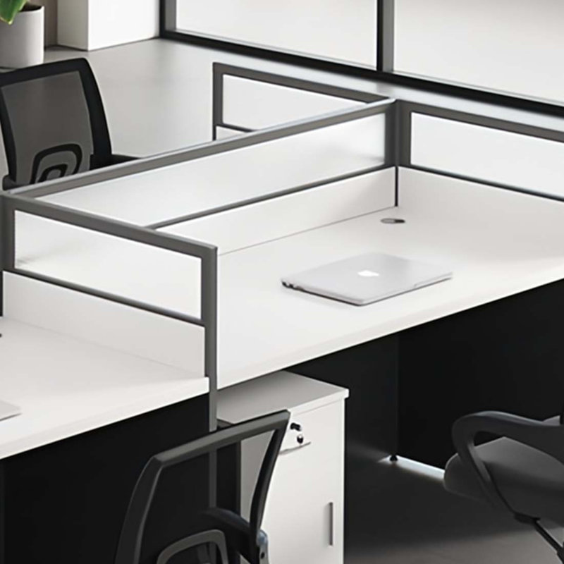 Mickaela Rectangle 6 Person Cubicle with Cable Management