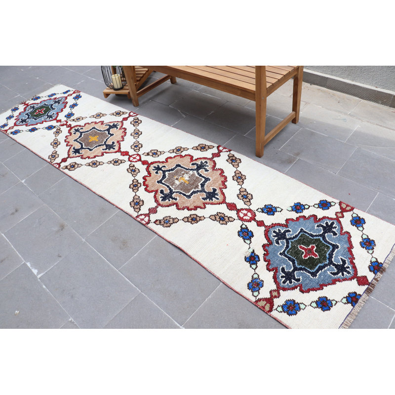 Tapis turc rétro bleu Anatolian: idéal pour les escaliers et les couloirs - style Herki