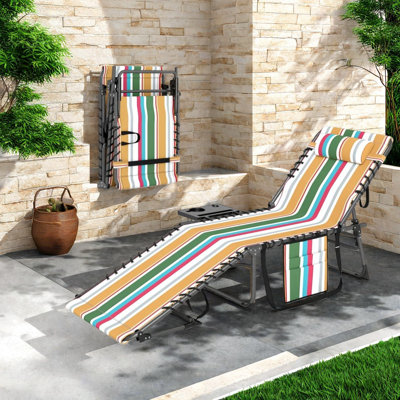 Chaise longue de patio réglable en acier, relaxation extérieure colorée et portable