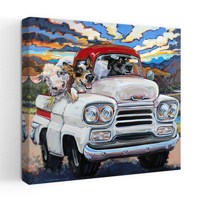 Art contemporain de chien de vache, H 18 po x l 18 po
