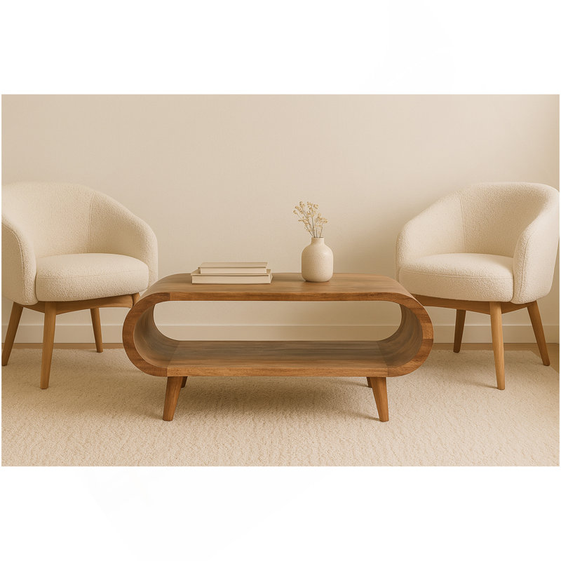 Table basse Amaya Nordic Style Oak-Ish, Nordic Lega, rangement ouvert, H 15,75 po x l 13,78 po x P 35,43 po, Chêne