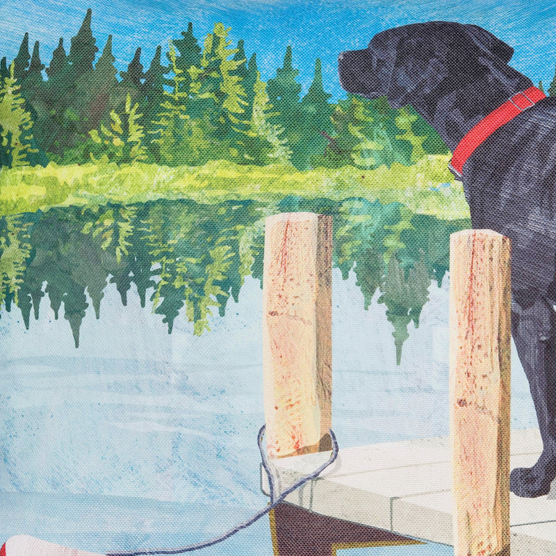 Dog Lake Pier Indoor/Outdoor Decorative Throw Pillow
