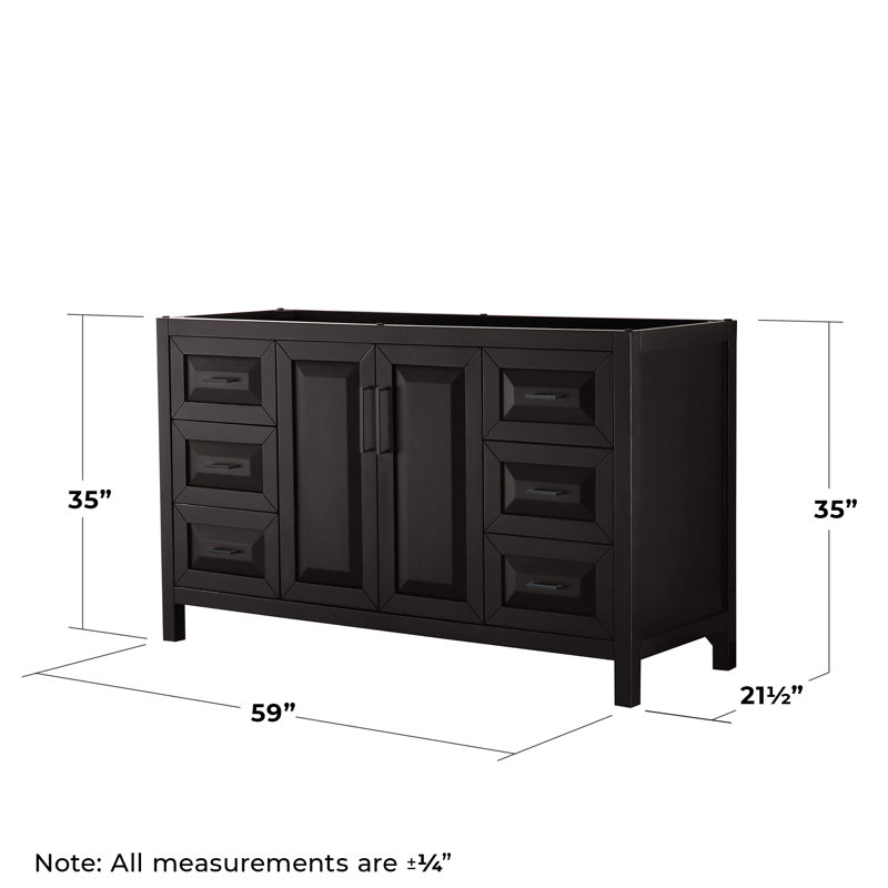Daria 59'' W Single Bathroom Vanity Base, Dark Espresso/Matte Black