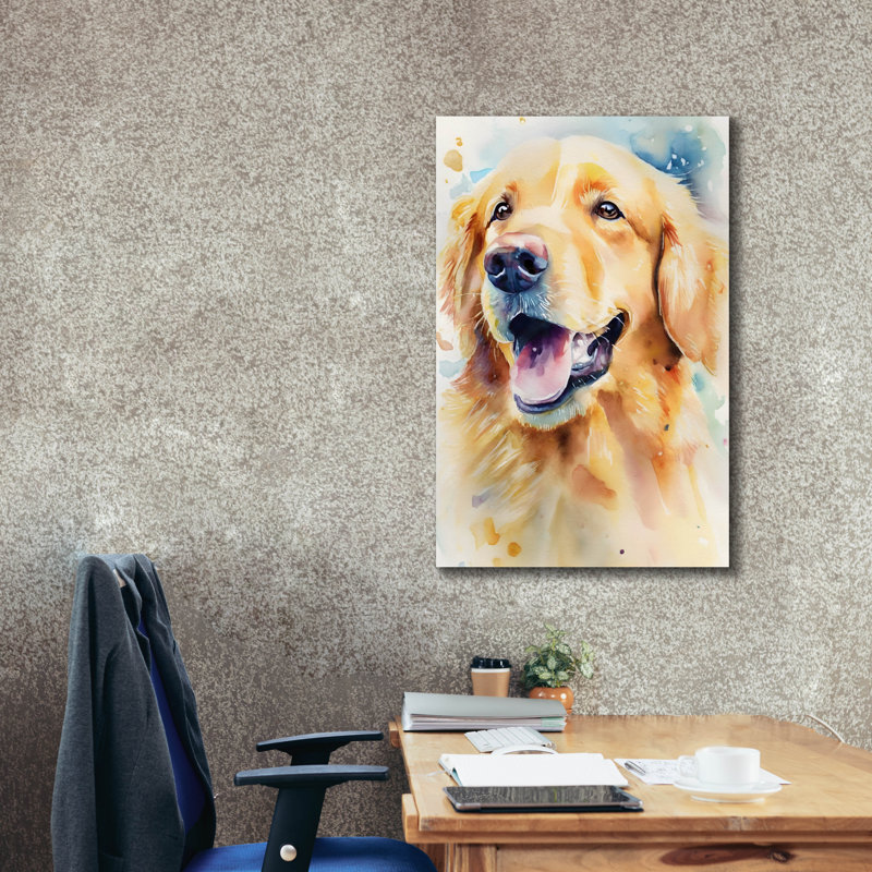 "Golden Retriever" par Petals Prints Design, H 40 po x l 26 po x P 1,5 po