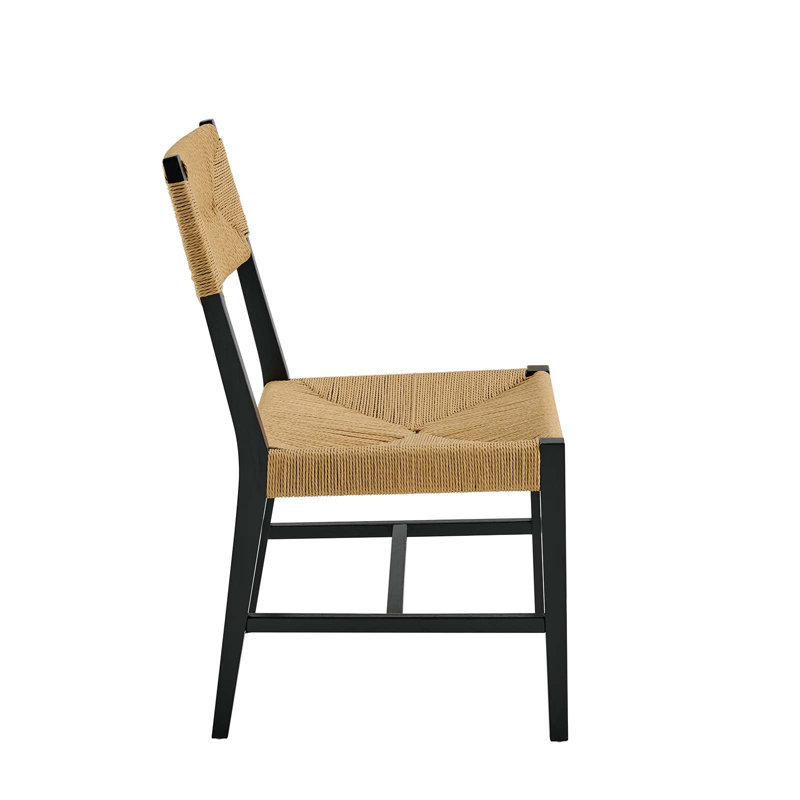 Elm Wood and Cane Black/Natural Dining Side Chair