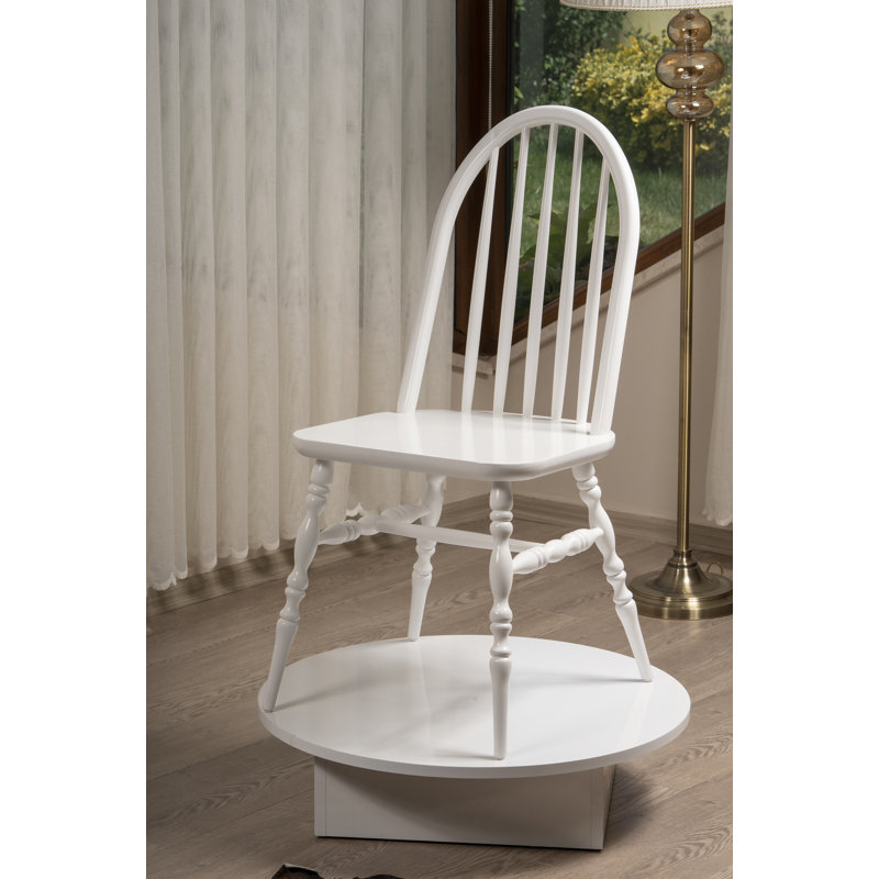 Chaise d'appoint en bois massif Demetiral, Blanc