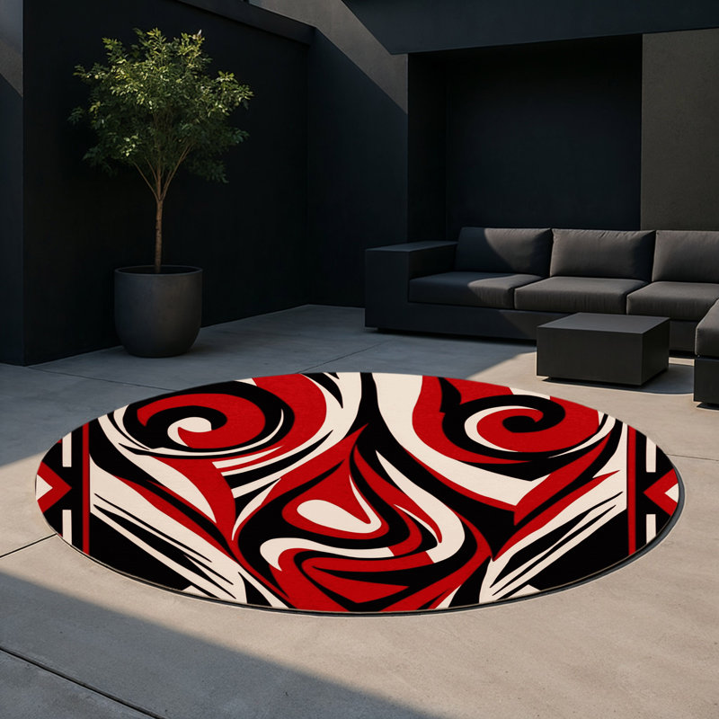 Fractured Light Indoor And Outdoor Area Rug, Round 5'