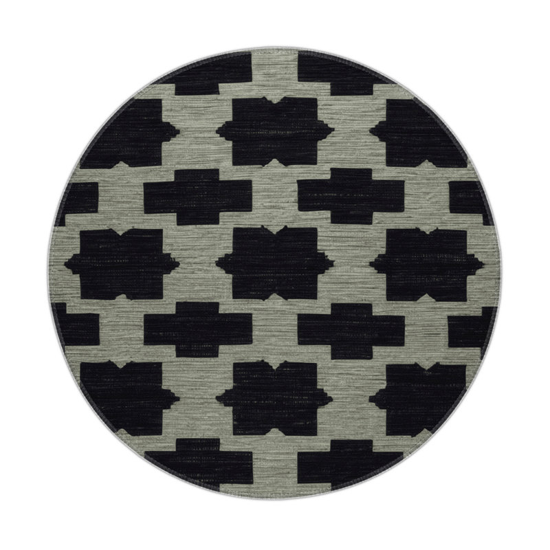 Trellis Gray Indoor and Outdoor Area Rug, Round 5'