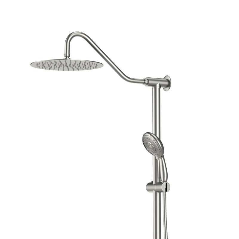 Multi Function Adjustable Rain Dual Shower Head, Brushed Nickel