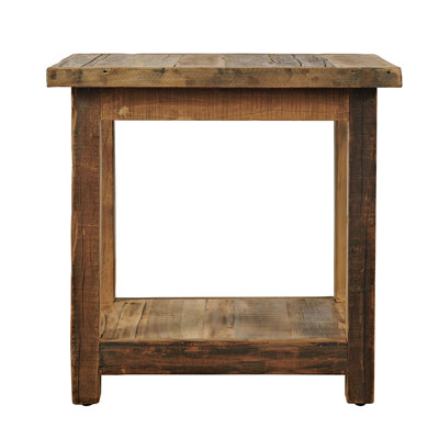 Juliana Reclamation Rustic Reclaimed Solid Wood Square End Table With Storage Shelf - Rustic Unfinished Brown in , 24" H x 16" W x 24" D