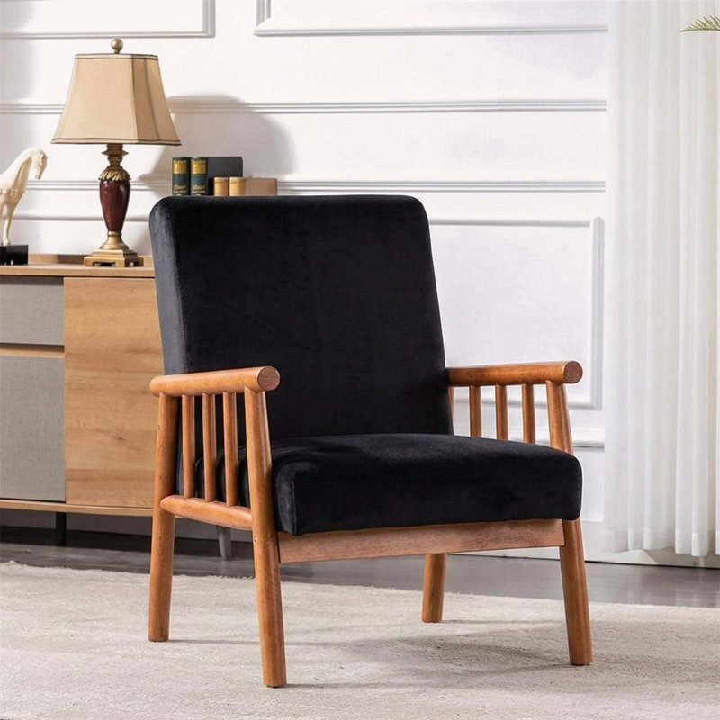 Fauteuil classique classique Mid-Century, noir, Black