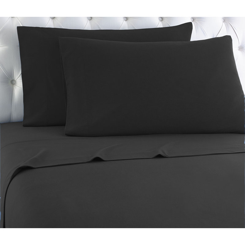Ensemble de draps à poche profonde en microflanelle® de couleur unie, Ensemble de draps pour grand lit + drap-housse et 