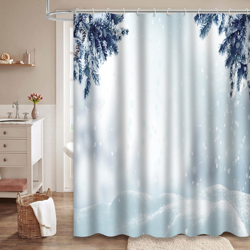 Rideau de douche de Noël avec 12 crochets, L 72 po x l 72 po