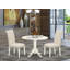 L'ensemble de mobilier de salle à manger 3 pièces comprend une table de salle à manger ronde avec Dropleaf et 2 chaises rembourrées en tissu de lin sable clair, 42 x 42 pouces, noir-1577817842-1540683936-1540683951