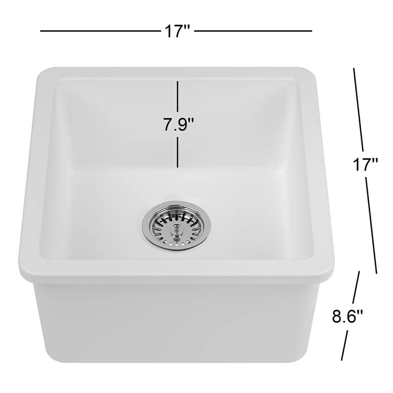 Évier de cuisine encastrable L 17 po x l 17 po