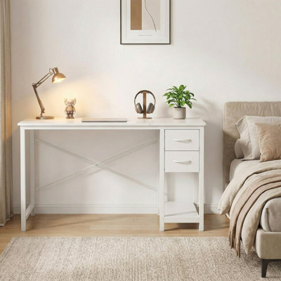 Bureau d'ordinateur moderne 47 "avec 2 tiroirs de rangement et support en X