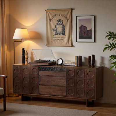 Retro And Simple Black Walnut Accent Cabinet