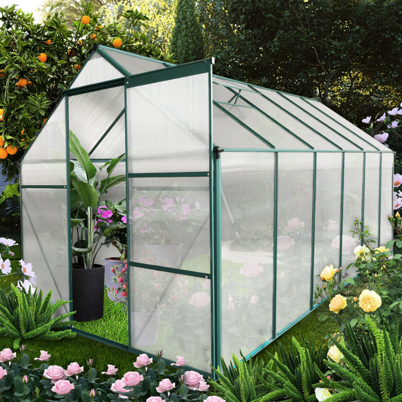Serre en polycarbonate robuste de 6 pi x 12 pi - pour la cour extérieure avec ventilation de toit réglable et