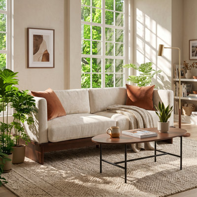 Christopher Knight Home 77" W x 32.5" D x 31" H Solid Wood Base 3-Seater Boucle Sofa