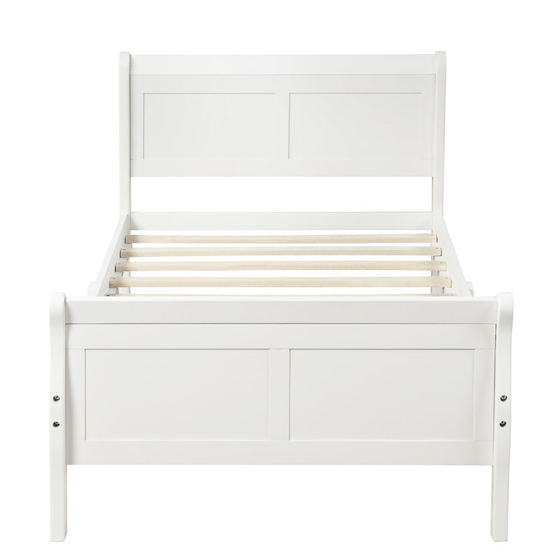 Lit plateforme avec base de lit en bois et lit-bateau, Lit simple, Blanc