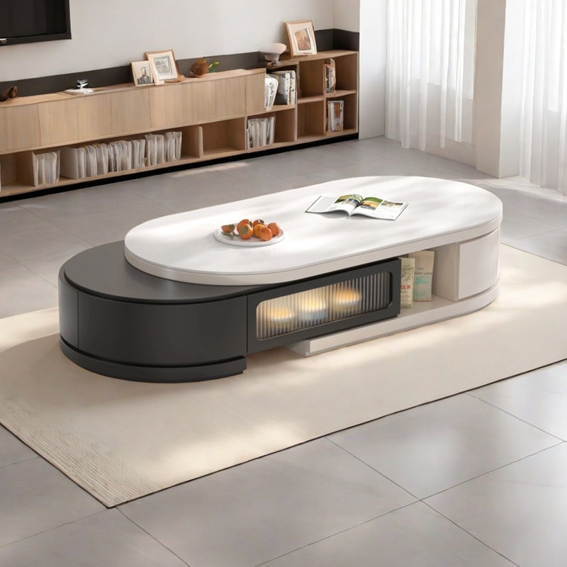 Table basse extensible Style, Noir / blanc, Noir / blanc