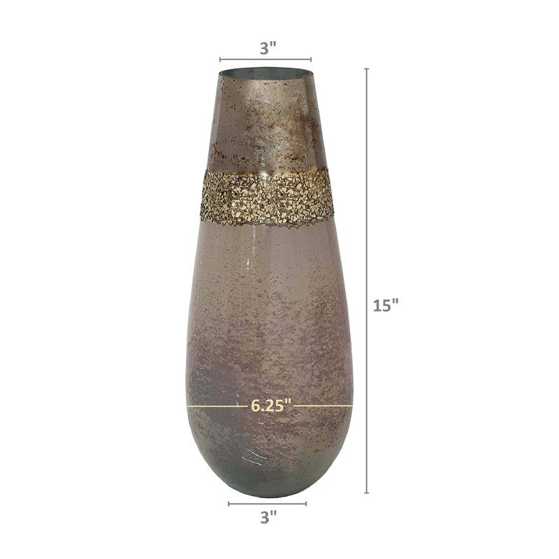 Glass Table Vase, 14.8" H x 6.3" W x 6.3" D