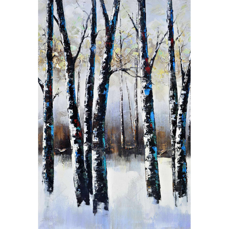 Arbres givrés - Toile élégante pour la décoration intérieure | Art de bureau, H 36 po x l 24 po