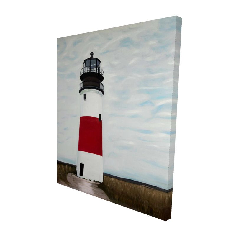 Sankaty Head Lighthouse Canvas - Red Building Home Decor