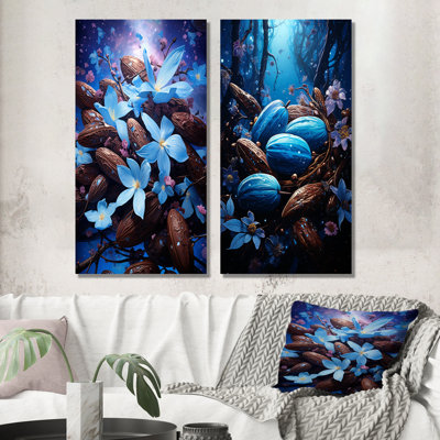 Blue Brown Cacao Cosmos - Cacao Metal Wall Decor Set Of 2