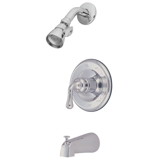 Robinet de baignoire et douche à pression équilibrée à poignée simple Kingston Brass Magellan, Chrome poli