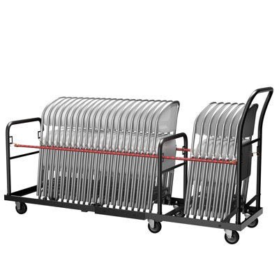 Chariot pliant pour chaise avec roulettes, chaise pliante en forme de L, chariot en métal robuste à charge 300 LBS pour 25 chaises, convient aux grandes affaires, mariages et événements divers (P 19,7 po x l 39,5 po x H 41,5 po)