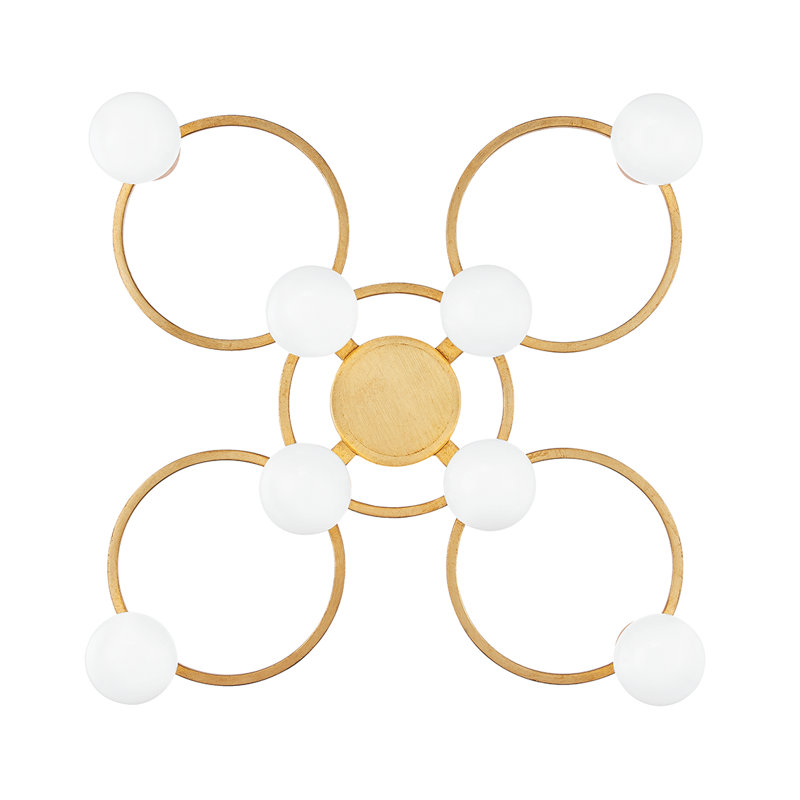 Plafonnier encastré 8 lumières 28 po Nique, Feuille d'or