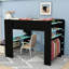 Lit mezzanine double en bois avec bande lumineuse, bureau, port USB et grand espace de rangement-960705360