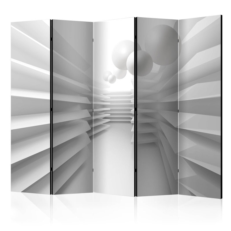 Arushad 225cm W x 172cm H 5 - Panel Solid Wood Folding Room Divider