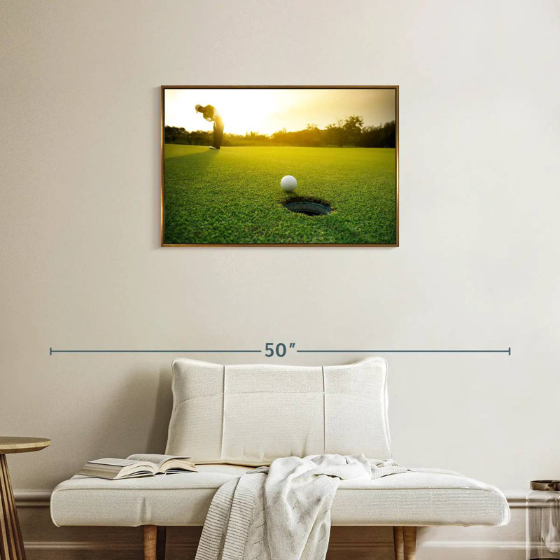 Coup de balle de golf, Cadre flottant doré, 31 po x 21 po