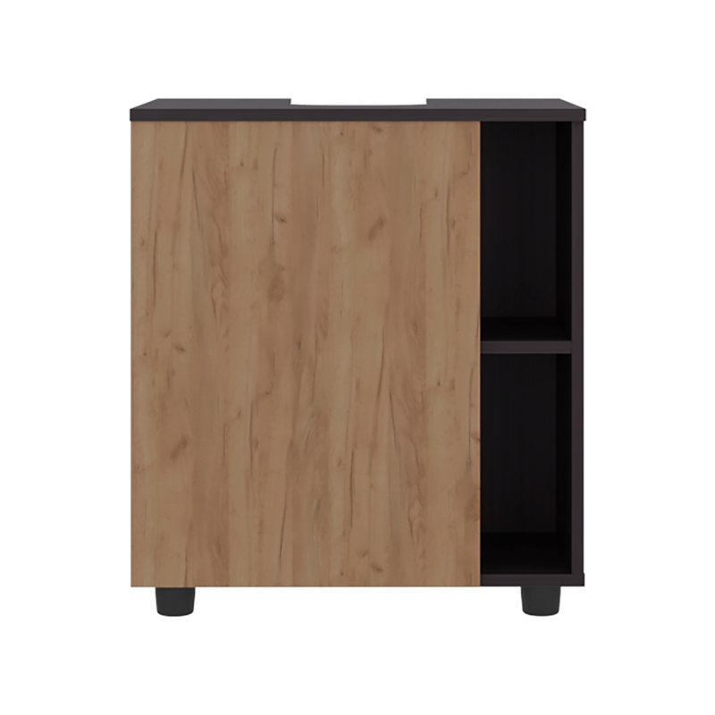 Pascuale Two Side Shelves Under Sink Cabinet With One Doors, Cut-Out Back, Compact 22 Freestanging Bathroom Storage