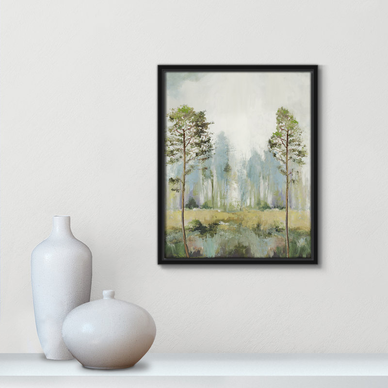 «Teton Tall Green Trees II» par Teton Pearce - reproduction encadrée sur toile, H 15,5 po x l 12,5 po, Espresso