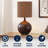 Abram 22.75" Rustic Bohemian Resin/Metal Round Table Lamp with Paper Rope Shade-1448780373