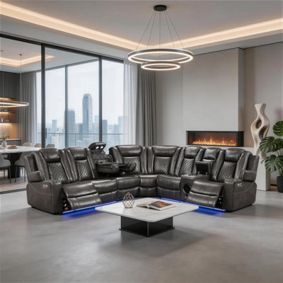 Power Recliner Sectional Gray