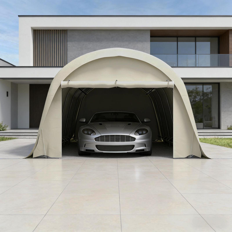 Spacious Garage Car Canopy Tent,Heavy Duty Carport Canopy, Beige