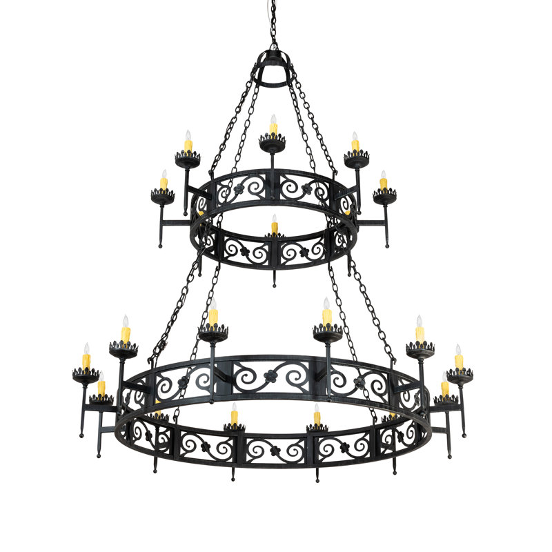 Lustre 20 lumières à deux niveaux 66 po Majella