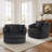 Ultra Plush Faux Rabbit Fur Oversized Swivel Barrel Chair with Three Pillows-1100356186