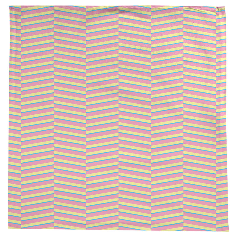 Dana Strider Two Colour Fractured Stripes Tablecloth, Pink/Blue/Yellow