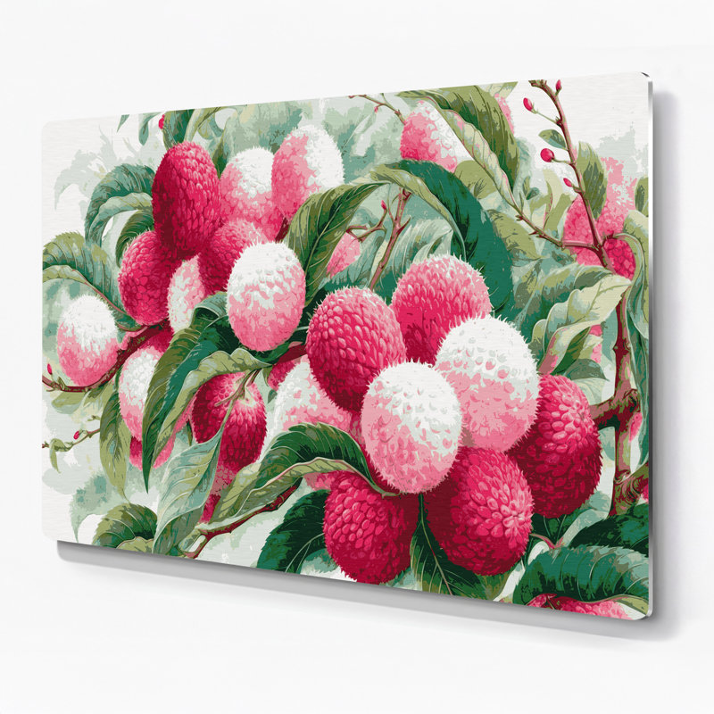 Fruit, litchi gris, art mural en métal, H 11 po x l 14 po