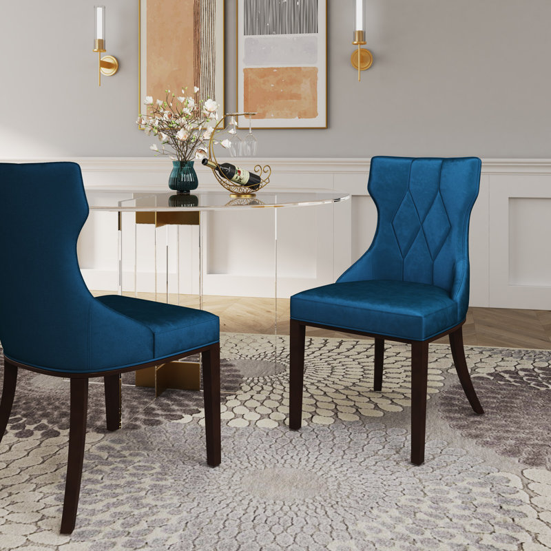 Chaise d'appoint en velours de hêtre revêtu de velours Reine, Bleu de cobalt