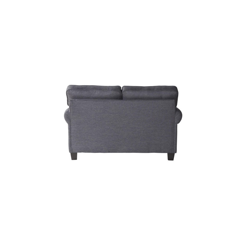 61" Round Arm Loveseat with Reversible Cushions, Jitterbug Grey Polyester