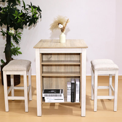 Ensemble de salle à manger rétro et moderne 3 pièces avec rangement intégré. Construction en bois massif, finition rustique, assises rembourrées, chêne blanc américain. Économiser de la place. Largeur : 66,4 cm (26,15 po). Poids : 37,4 kg (82,49 lb).