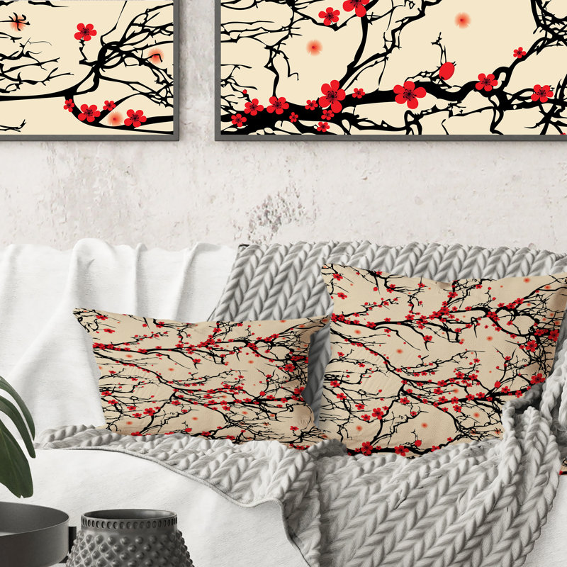 Coussin Cherry Tree Blossoms On - jaune